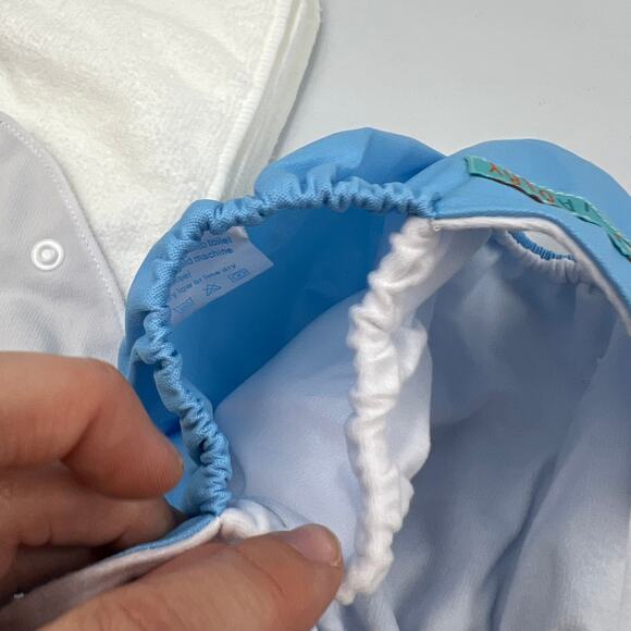 ALVABABY Cloth Diaper Reusable One Size Adjustable Blue & Gray With 4 Inserts - Picture 5 of 10